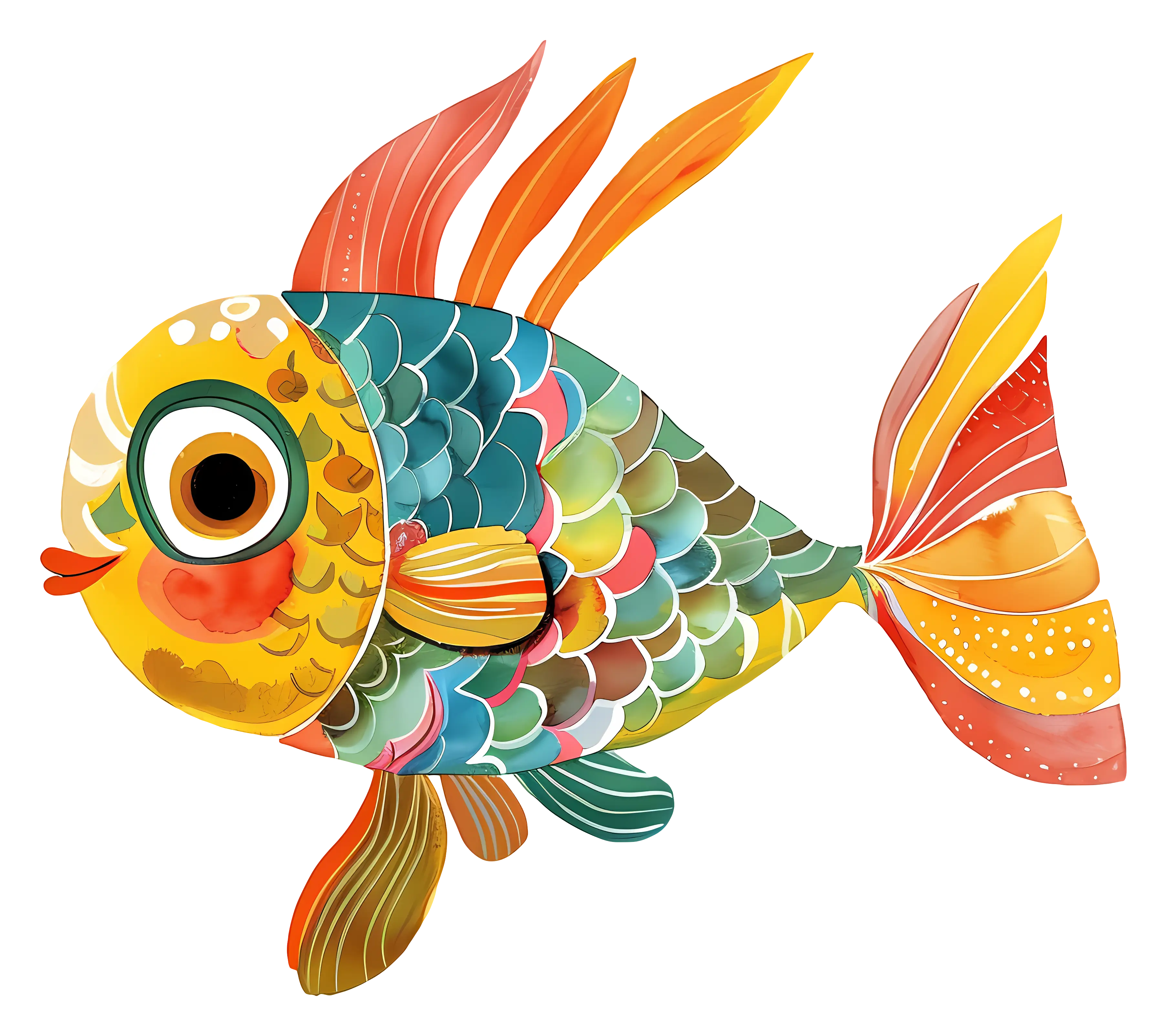 Colorful Fish Illustration with Artistic Patterns