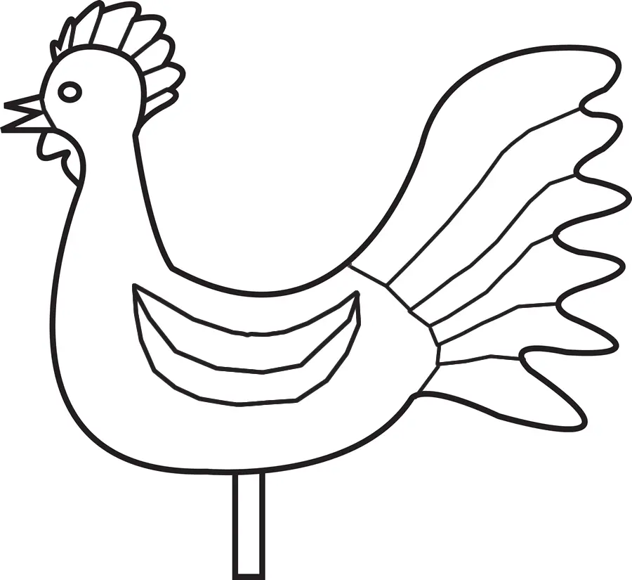 Simple Rooster Outline Drawing