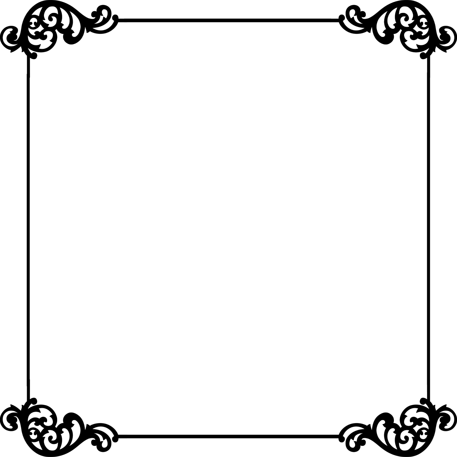 Black Decorative Square Frame with Ornate Corners