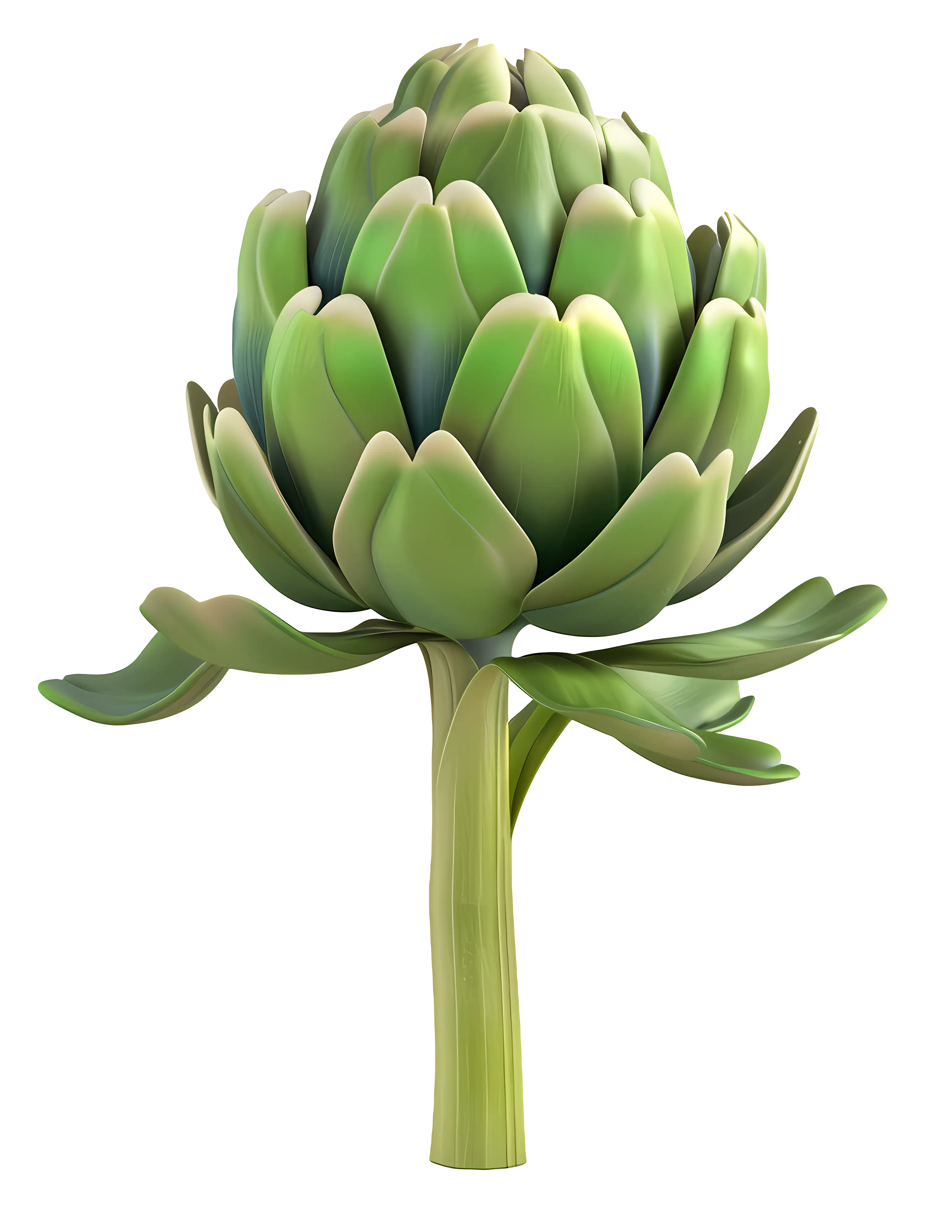 Green Artichoke Illustration With Leaves