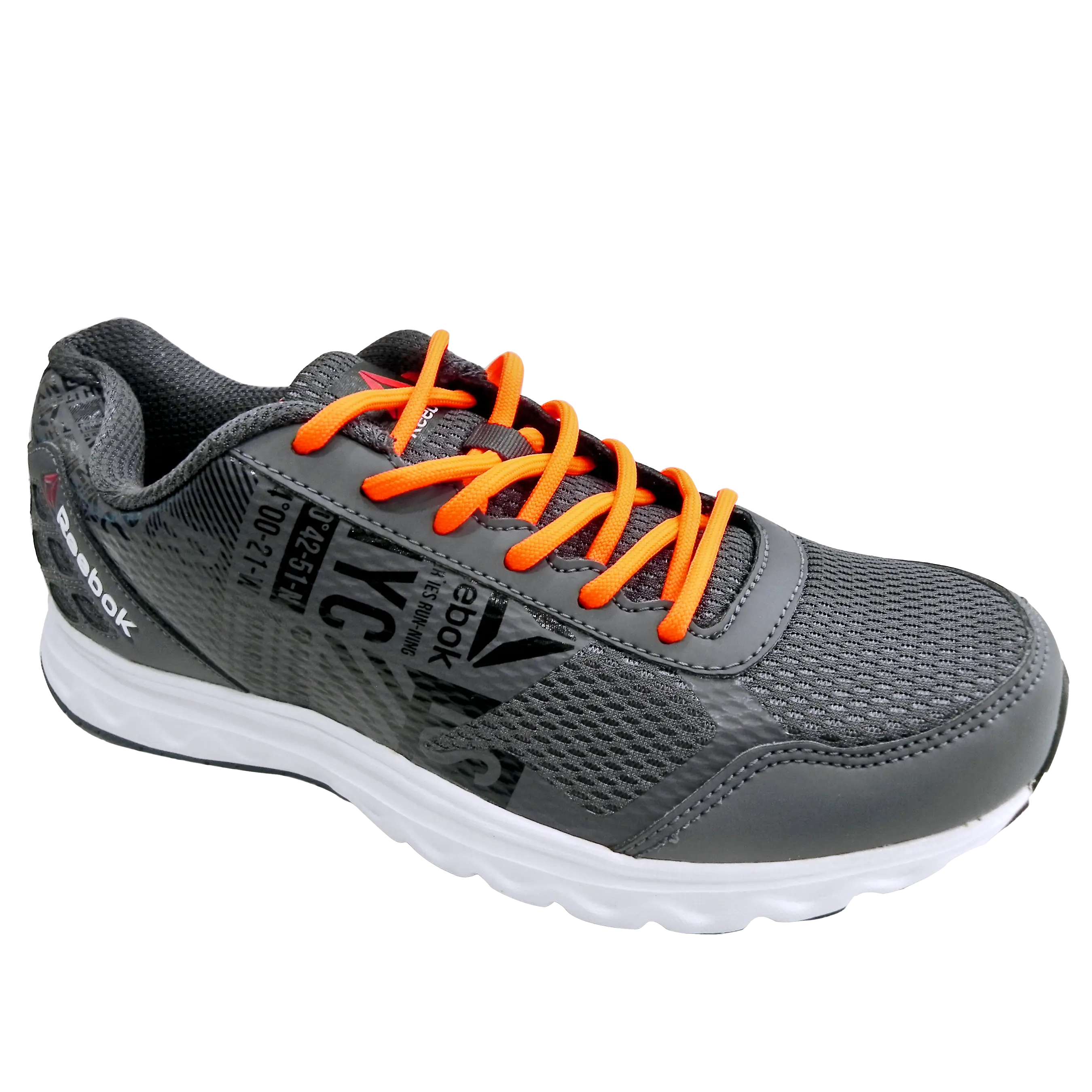 Grey Sports Shoe with Orange Laces