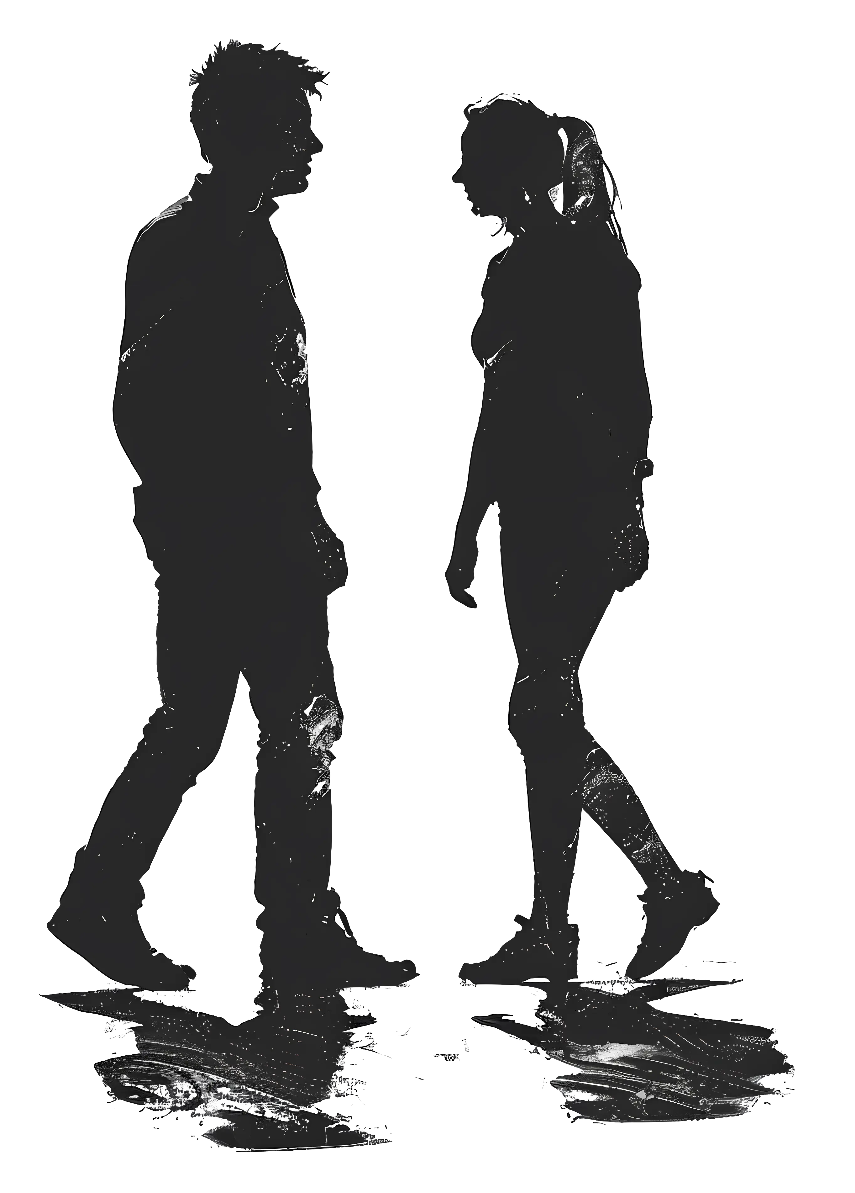 Silhouette of a Couple Talking