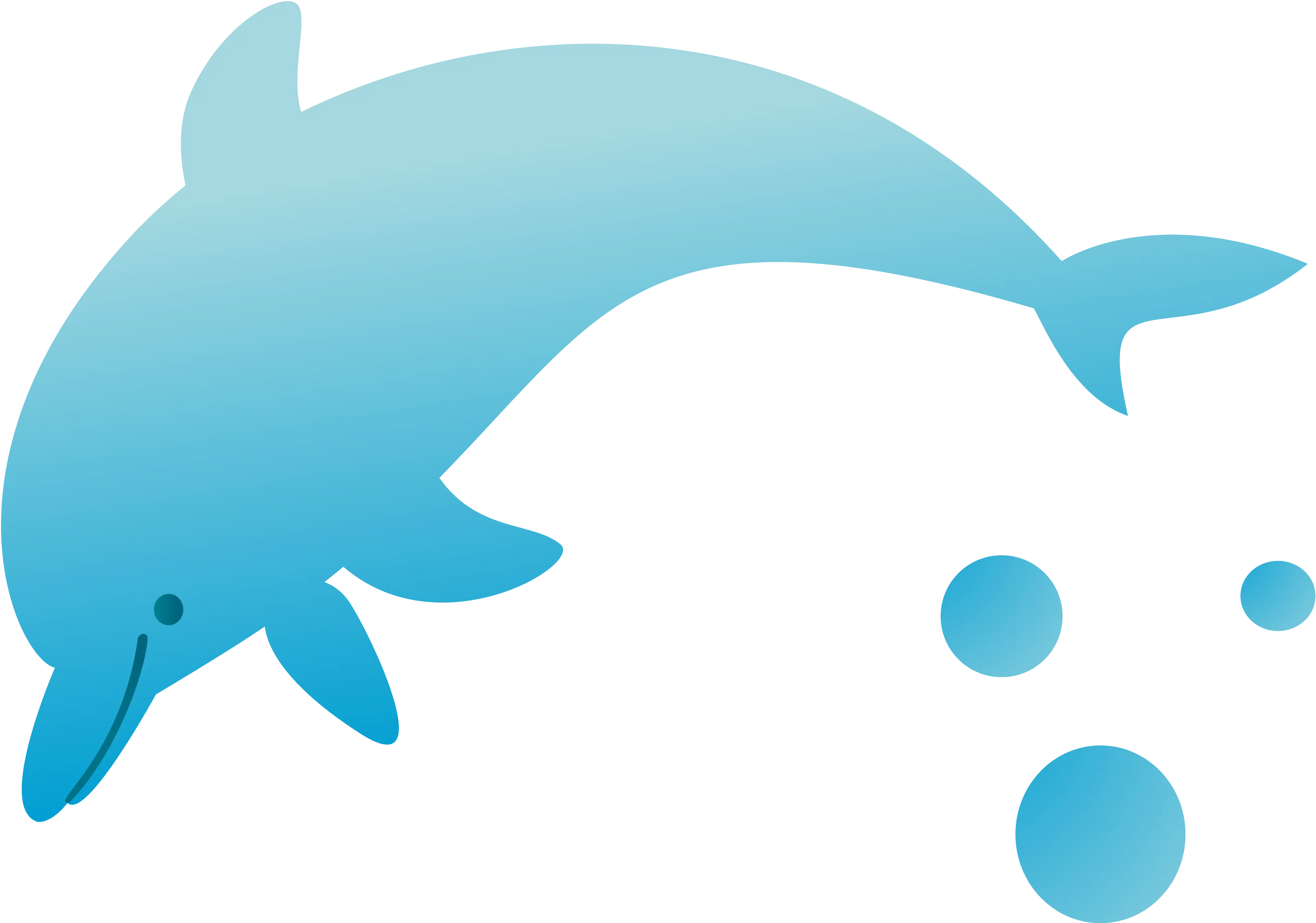 Blue Dolphin Illustration with Bubbles