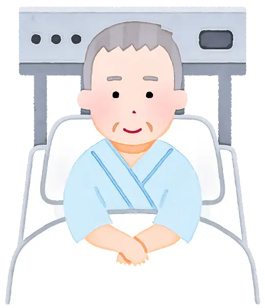 Illustration of Elderly Patient in Bed