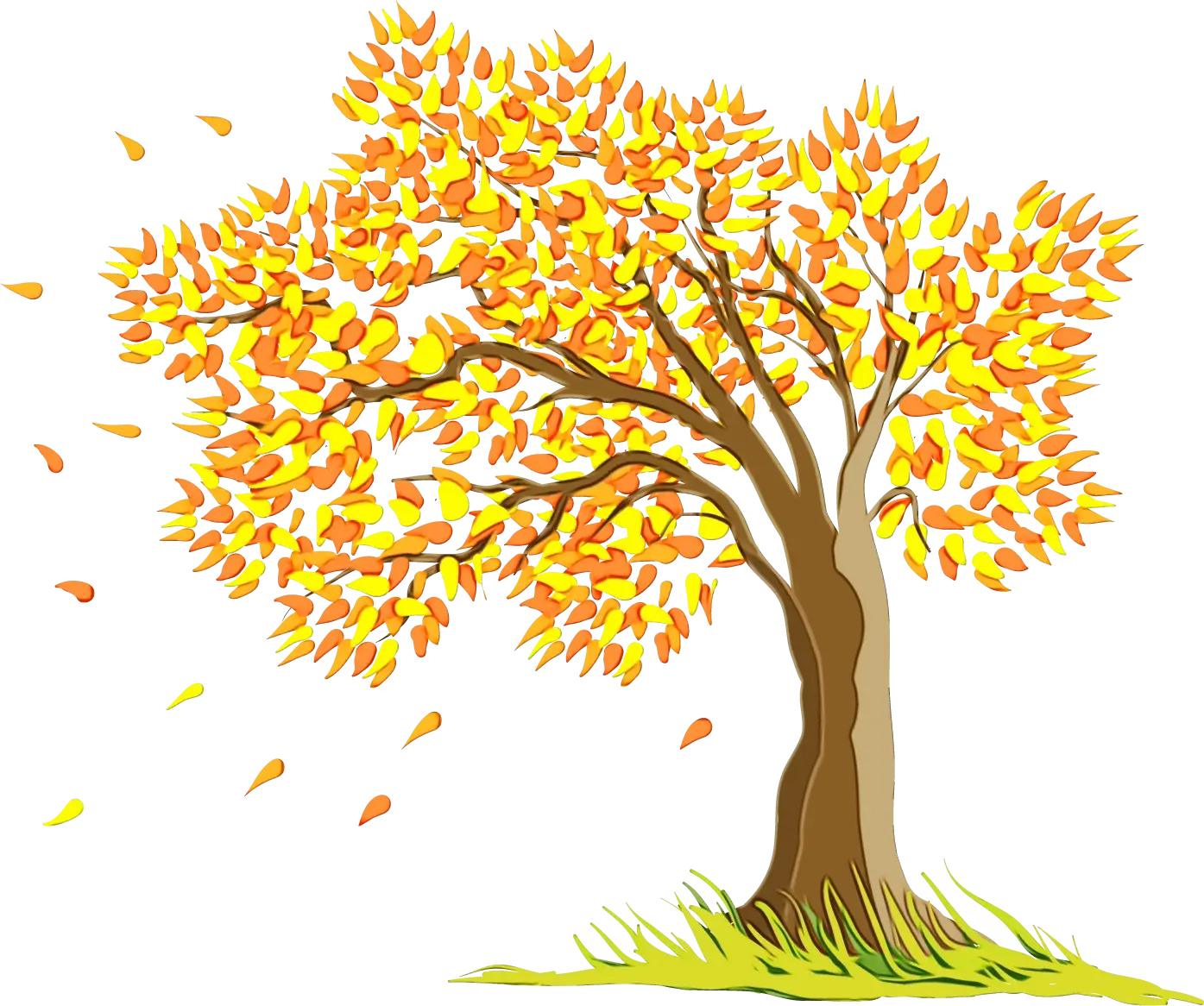 Autumn Tree with Orange and Yellow Leaves
