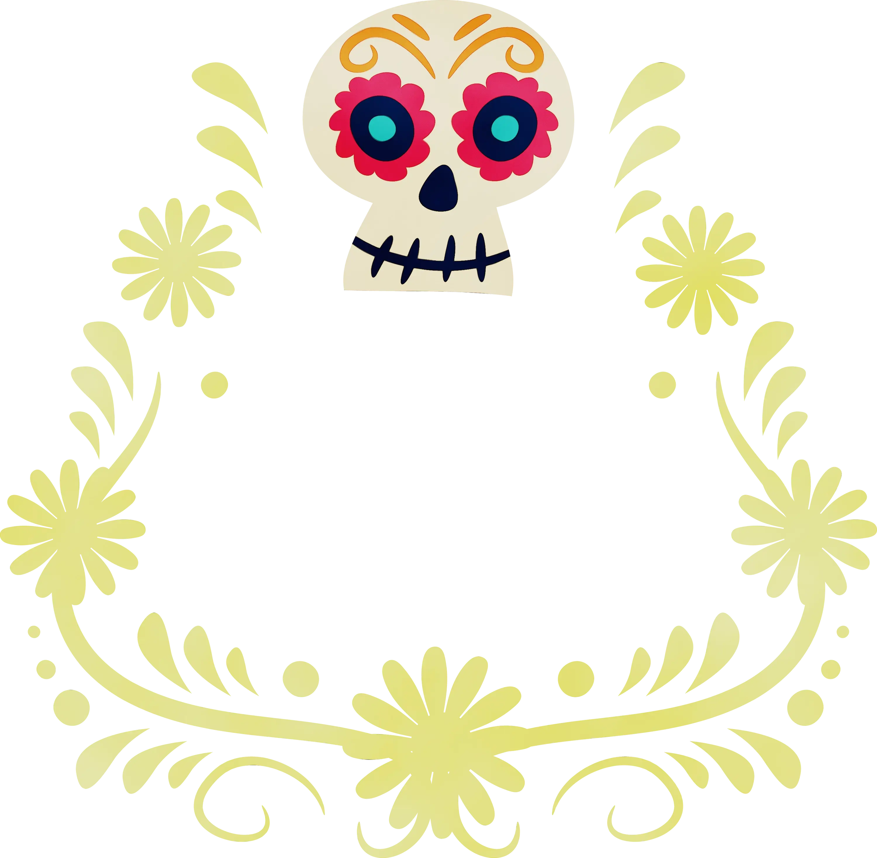 Sugar Skull with Floral Decorations