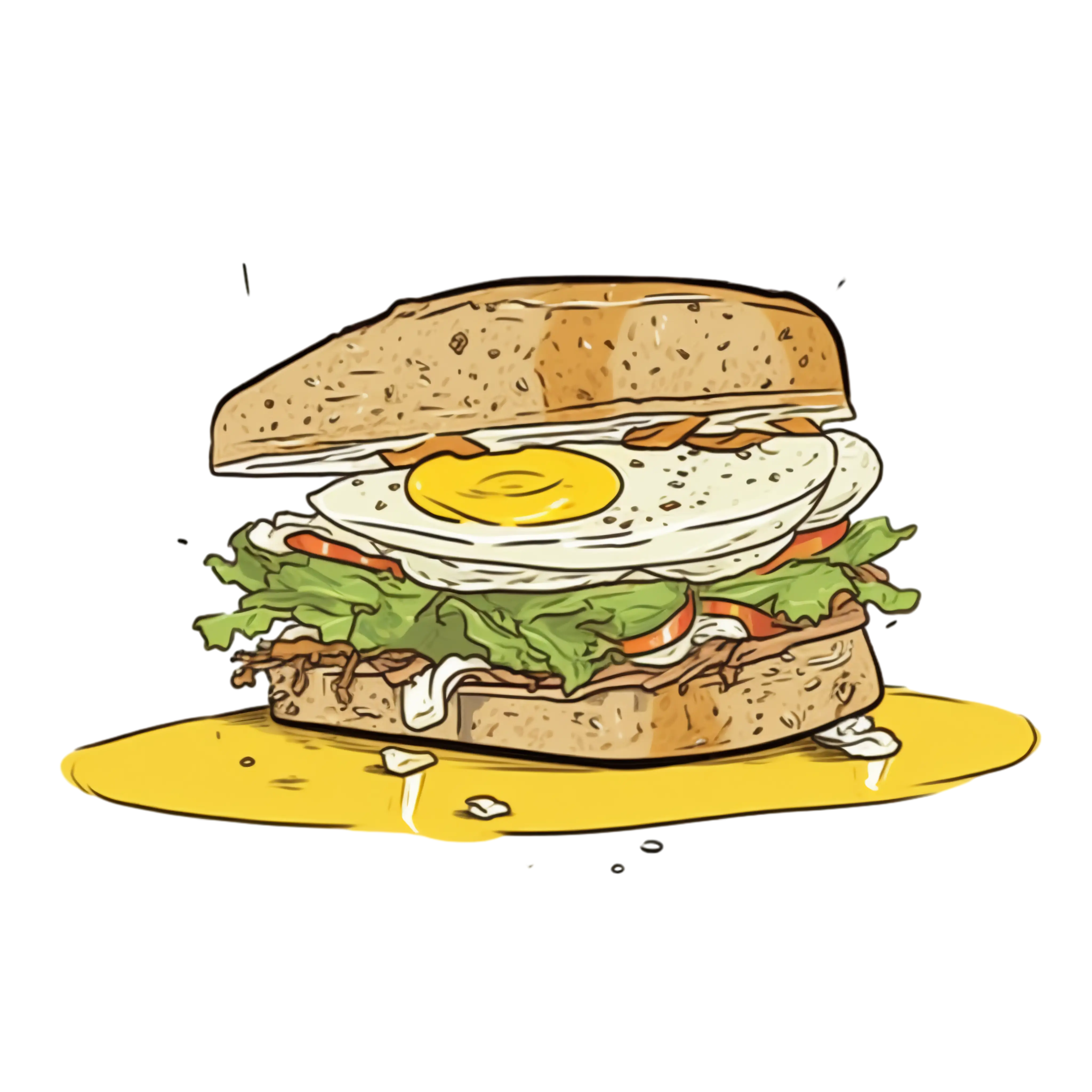 Delicious Sandwich with Fried Egg and Lettuce
