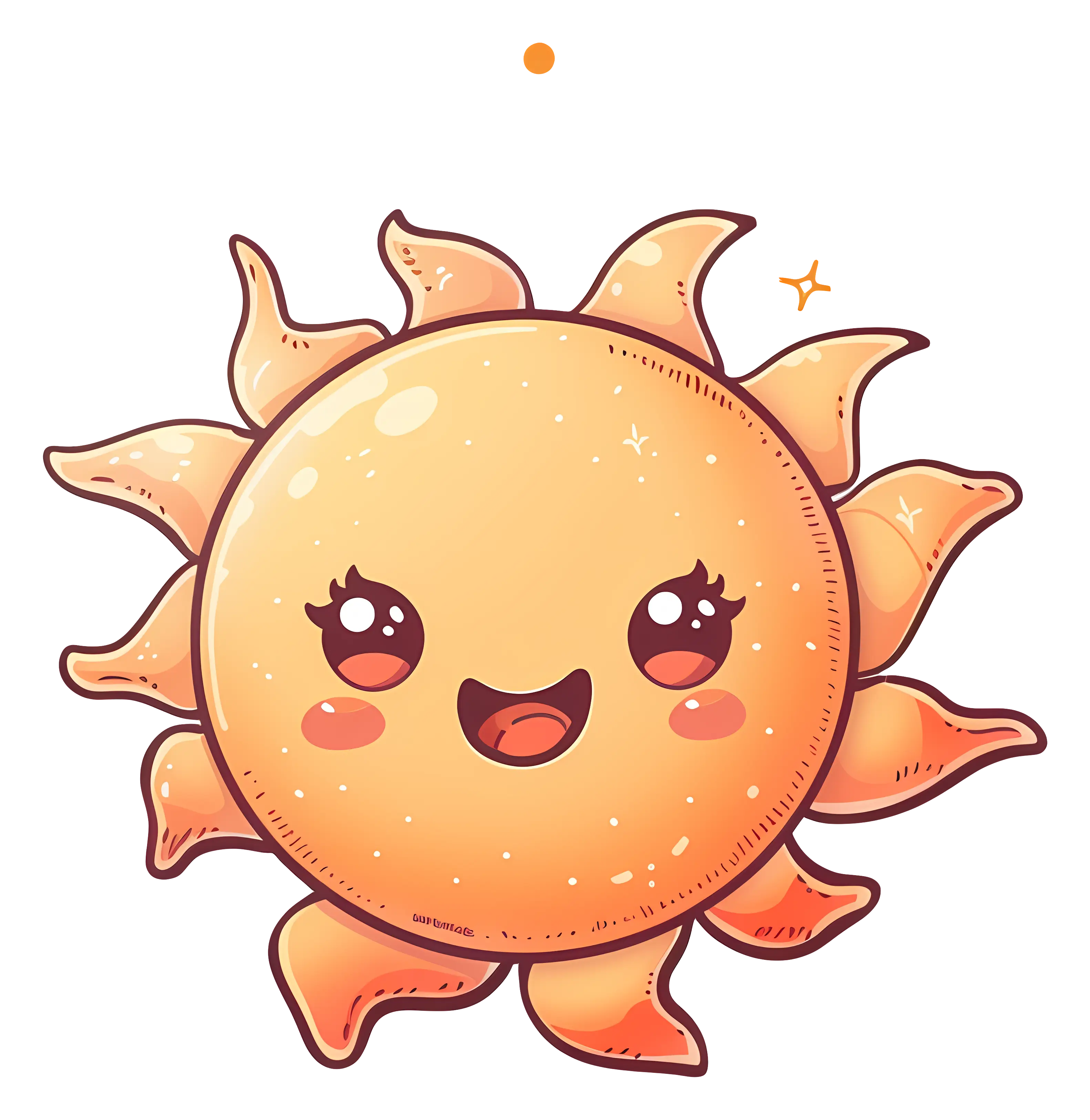 Happy Cartoon Sun with Cheerful Face