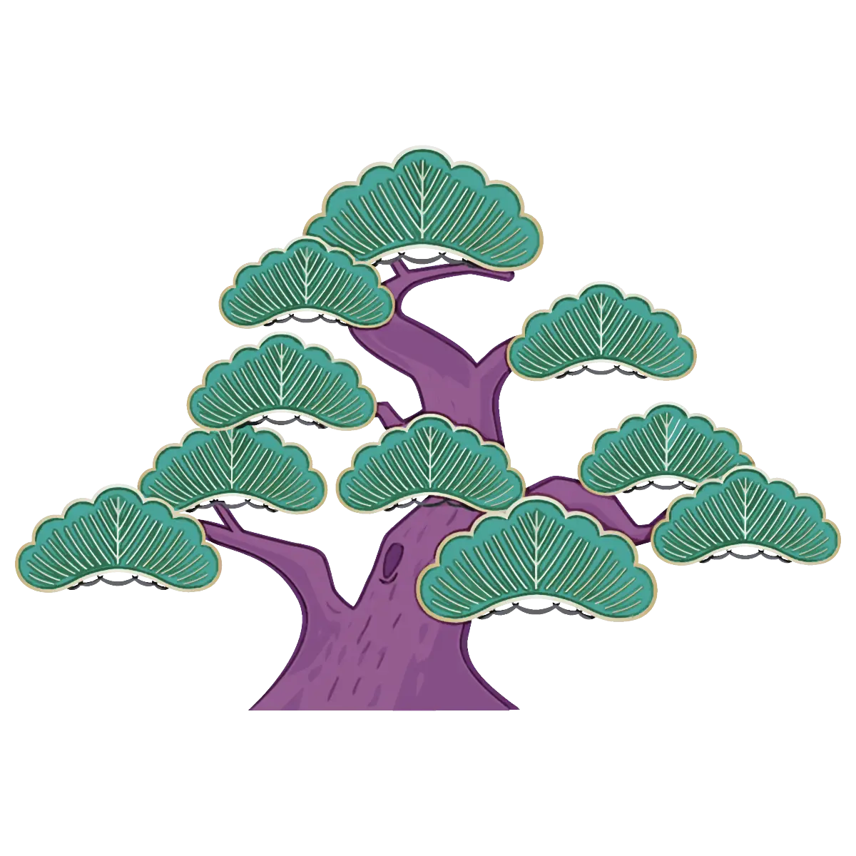 Purple Tree with Green Canopy Illustration