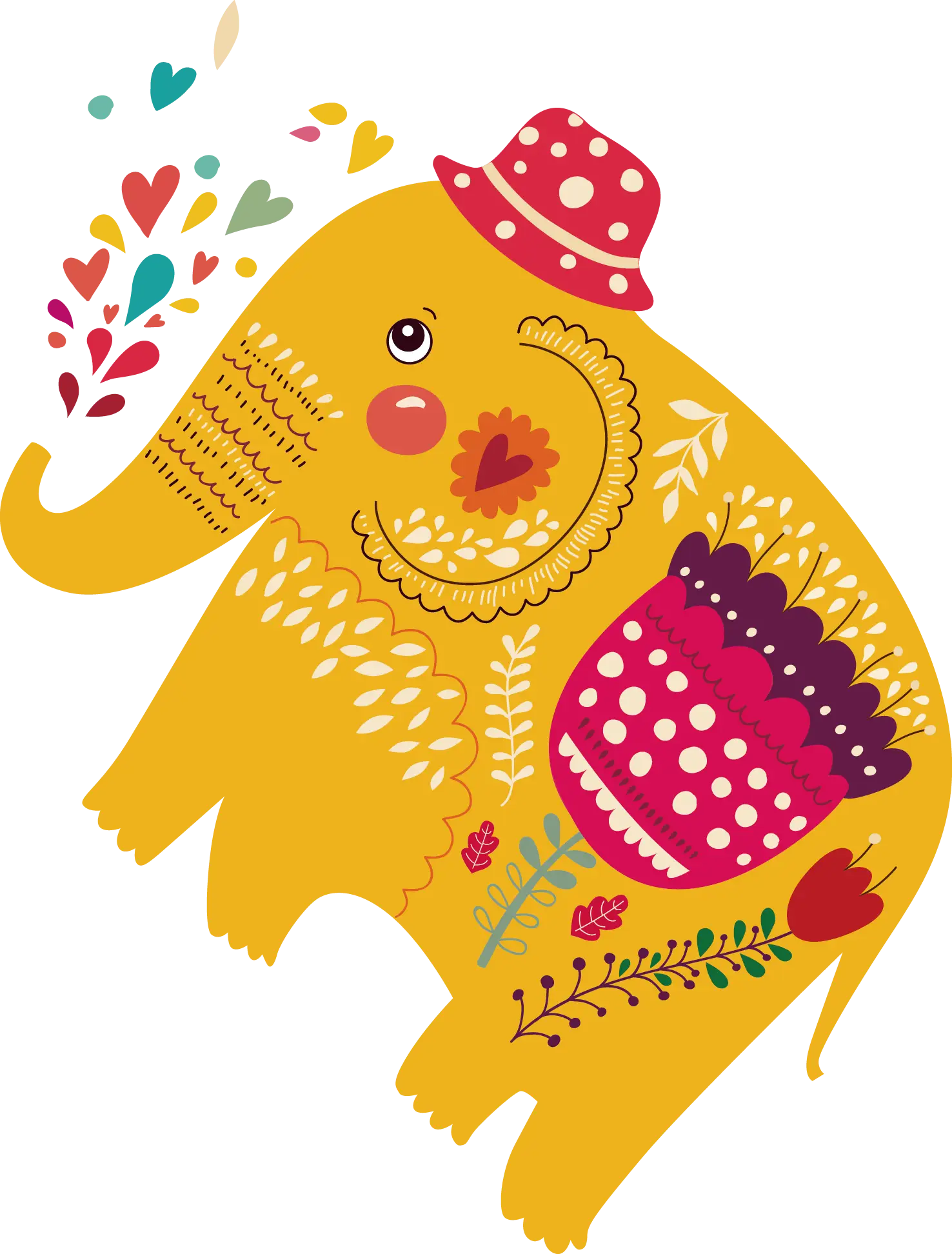 Decorative Yellow Elephant with Hearts