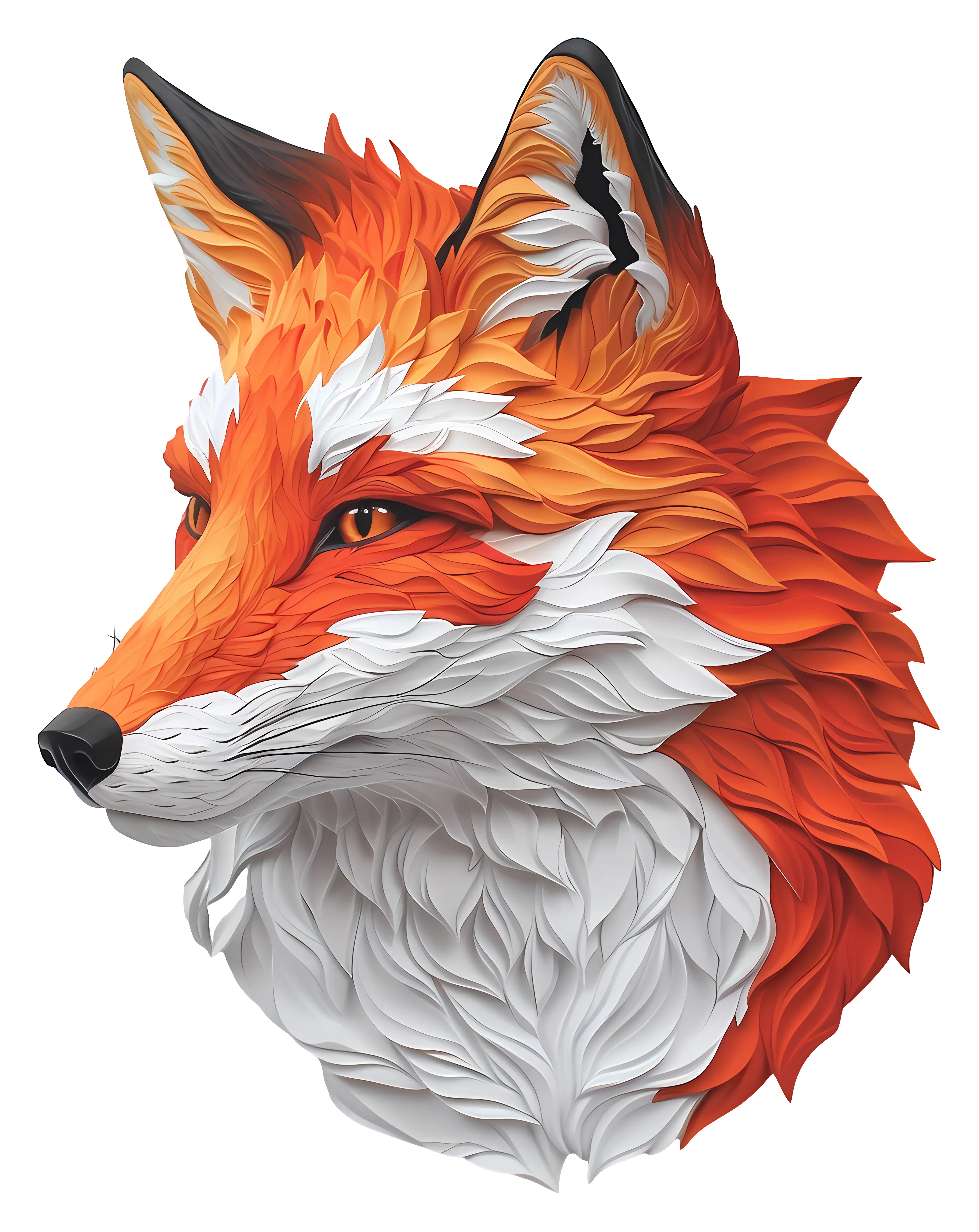 Realistic Fox Illustration with Orange and White Fur
