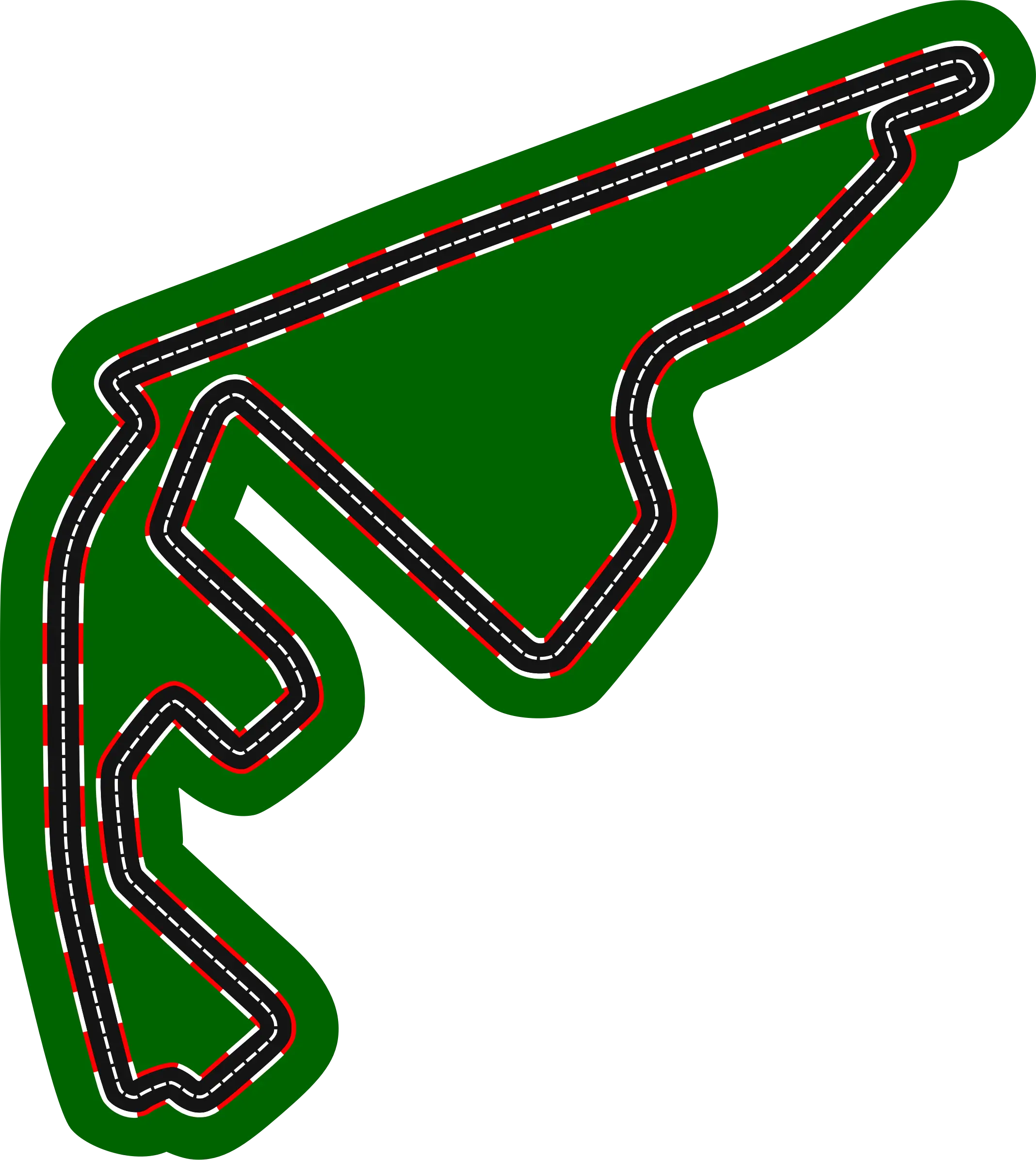Race Track Map in Green and Red