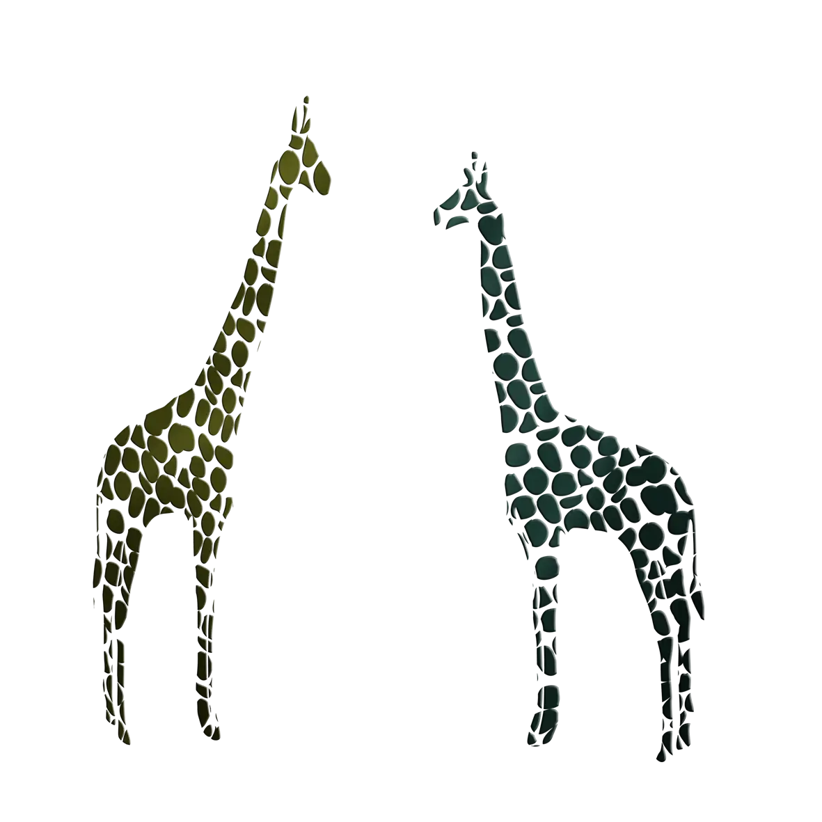 Silhouette of Giraffes with Patterns