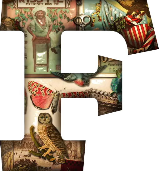 Vintage Collage Letter F