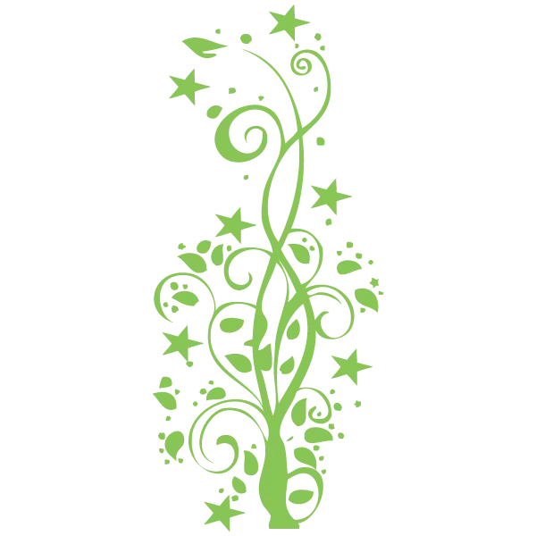 Green Vine with Stars and Swirls