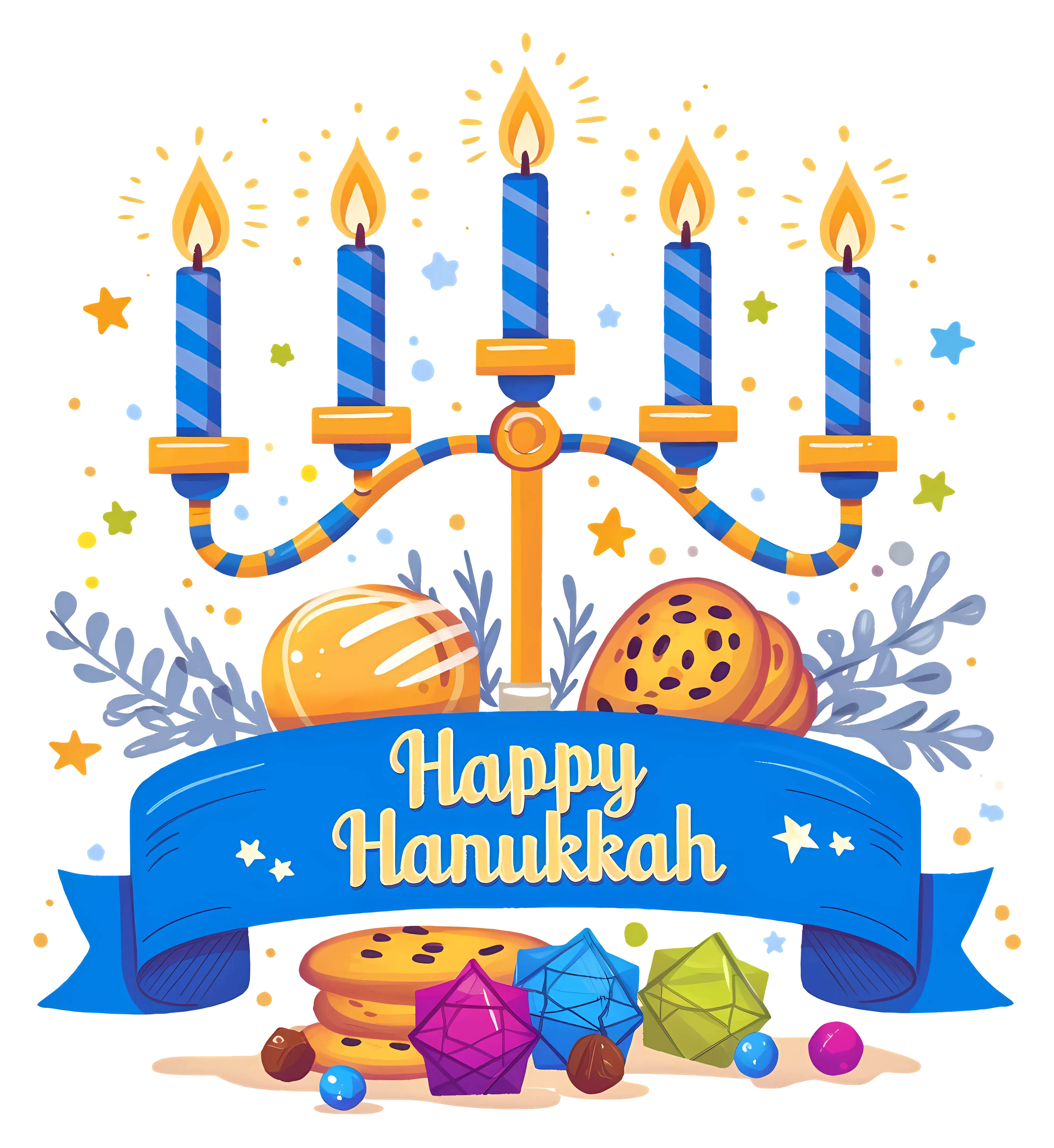 Happy Hanukkah with Menorah
