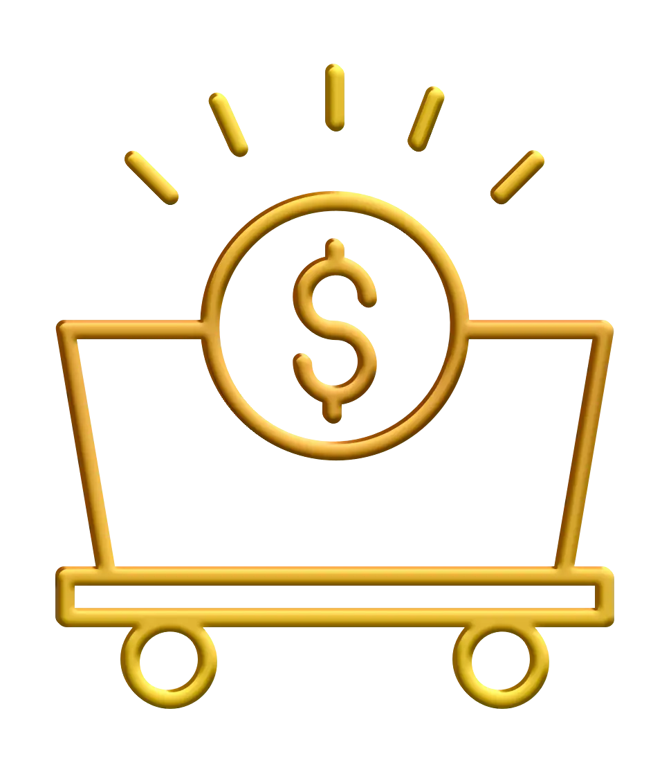 Gold Dollar Shopping Cart Symbol
