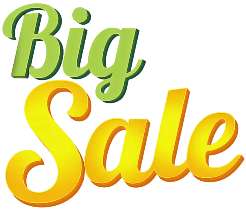 Big Sale Text in Green and Yellow Design