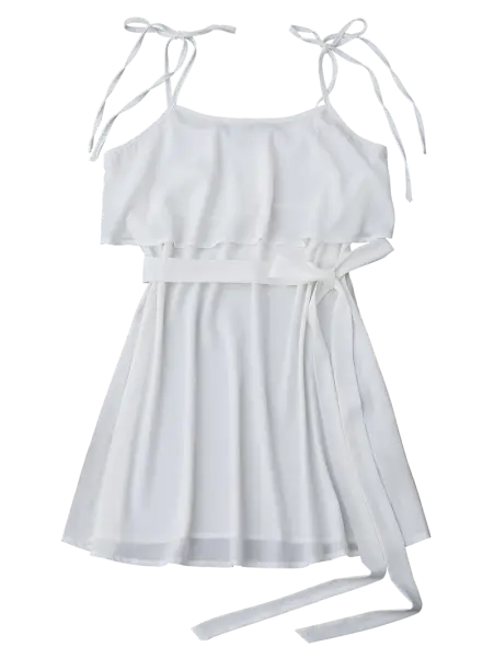 White Summer Dress with Tied Straps