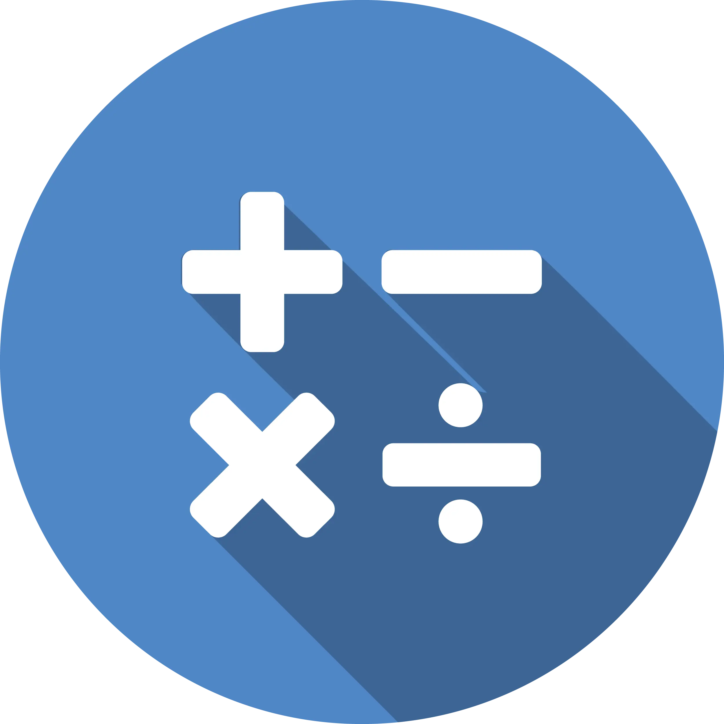 Math Symbols Icon in Blue Circle