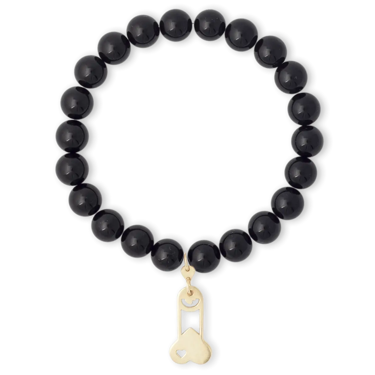 Black Bead Bracelet with Charm