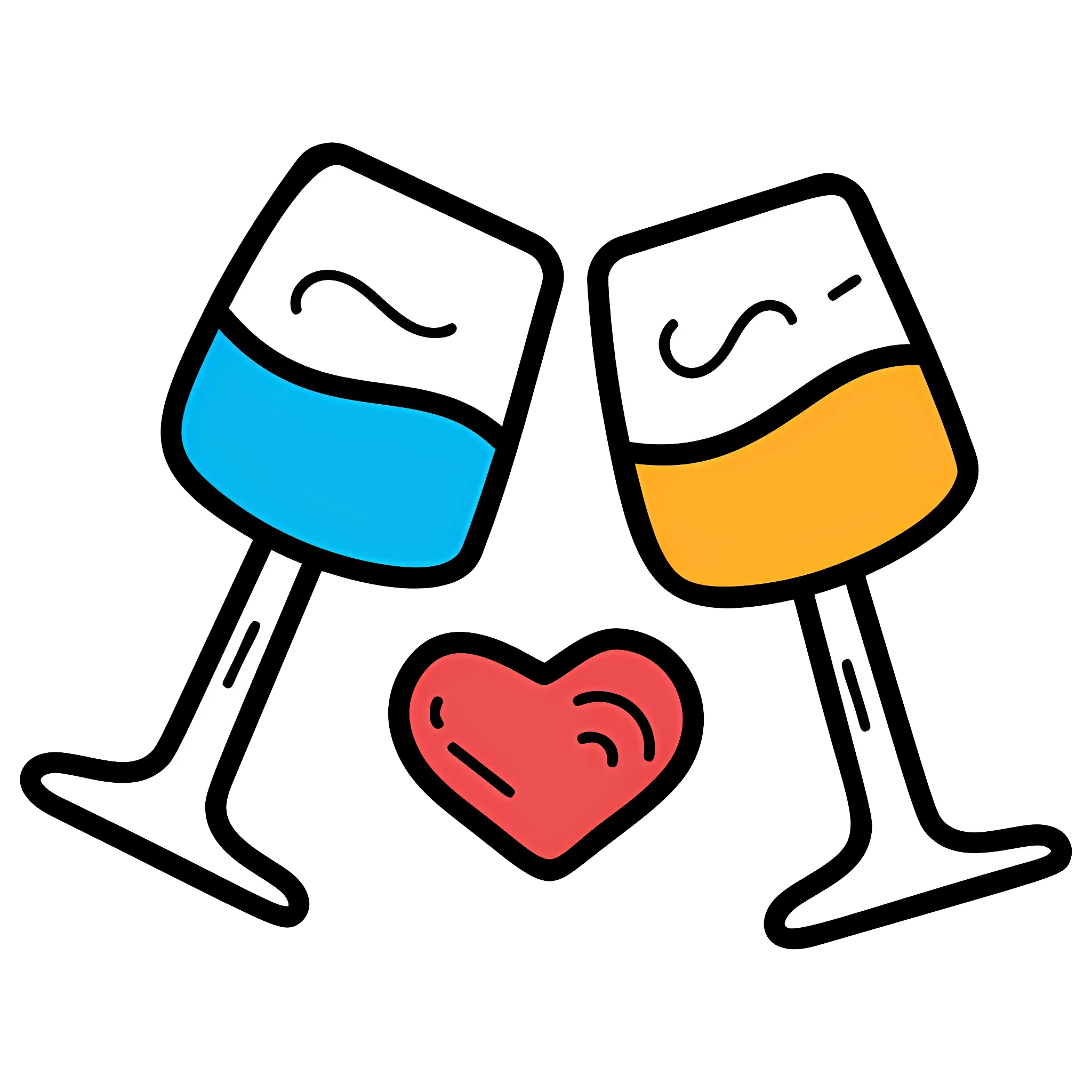 Clinking Wine Glasses with Heart Icon