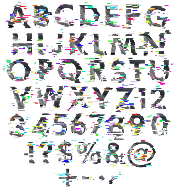 Glitch Effect Alphabet and Numbers
