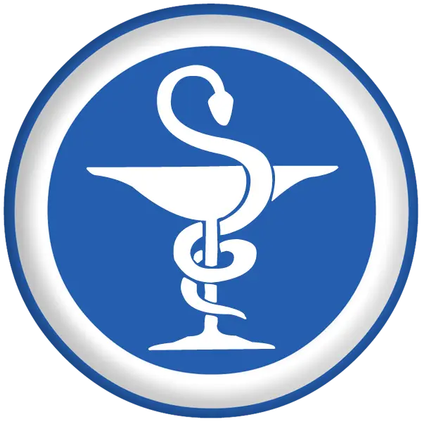 Blue Medical Symbol with Snake and Bowl