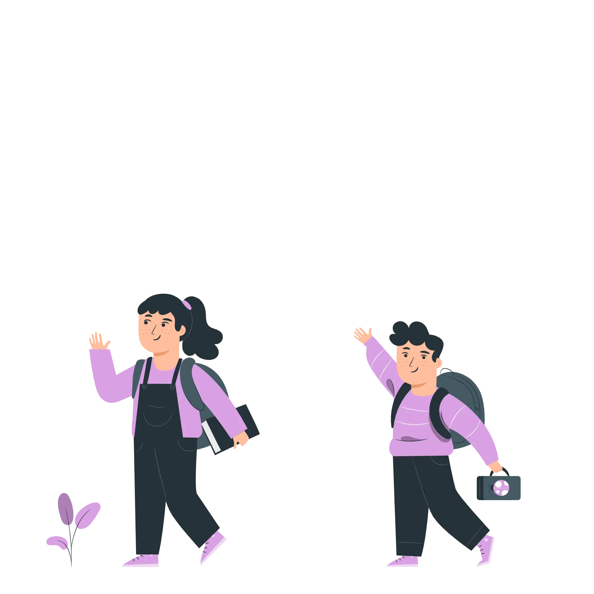 Children Walking with Backpacks