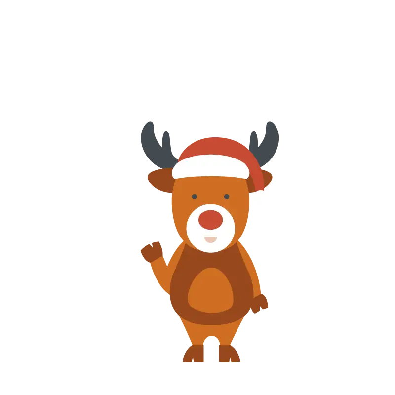 Cute Cartoon Reindeer with Santa Hat