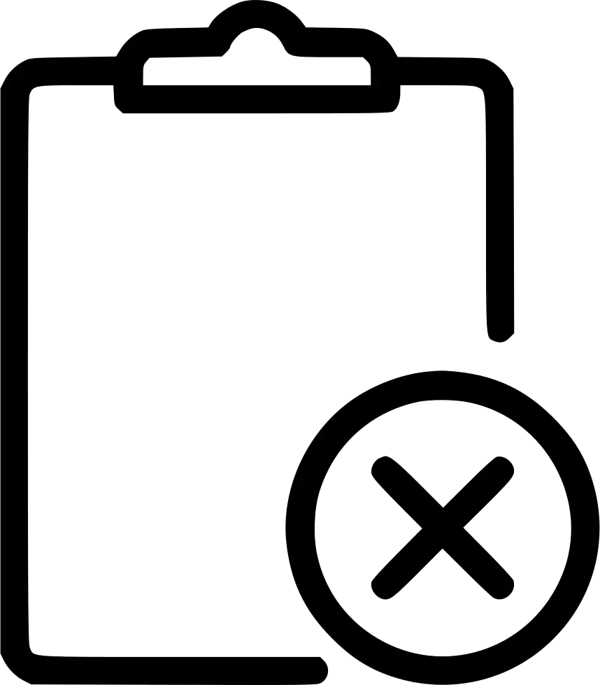 Rejected Document Icon in Black and White Outline