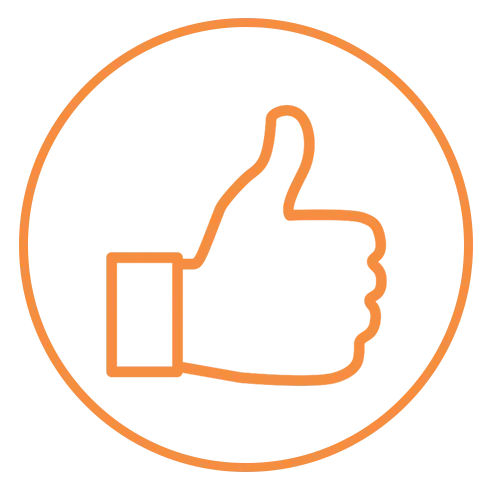 Thumbs Up Icon in Orange Outline