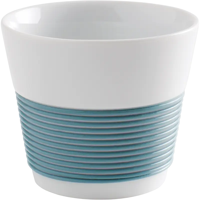 White Ceramic Cup with Blue Stripes