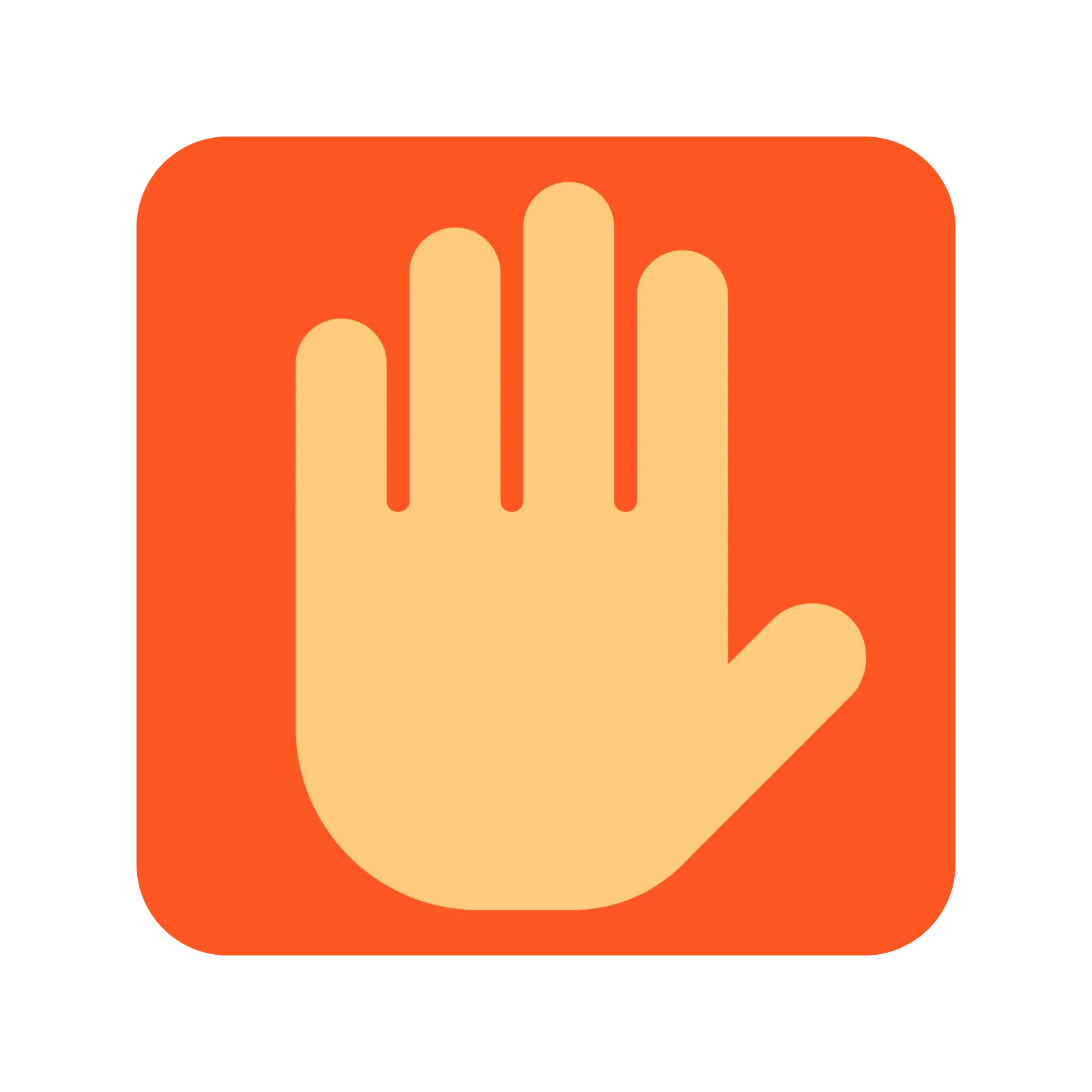 Orange Stop Hand Icon