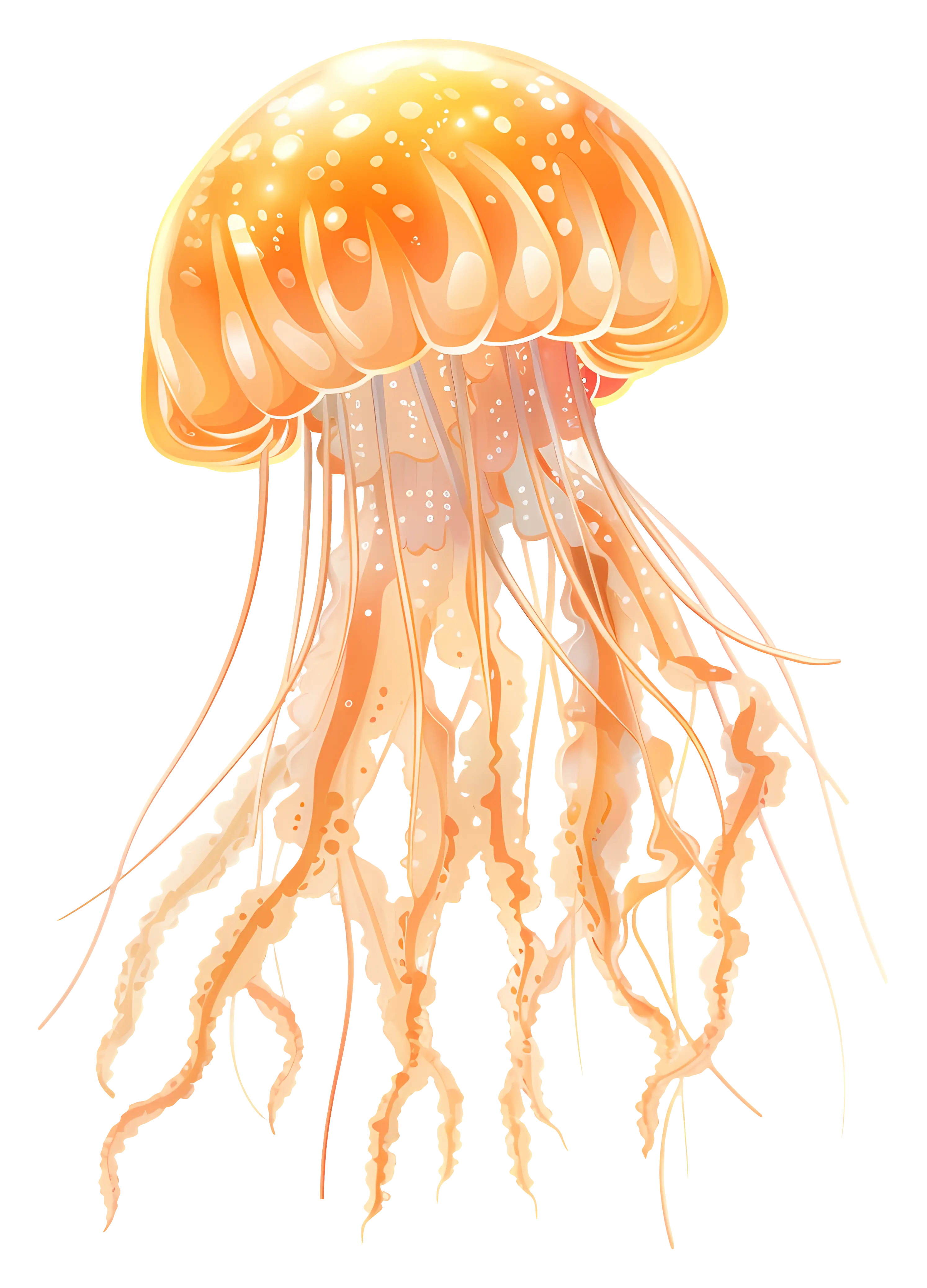 Orange Jellyfish with Flowing Tentacles