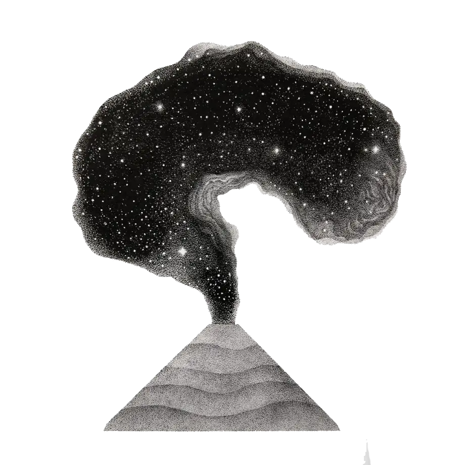 Volcano with starry smoke
