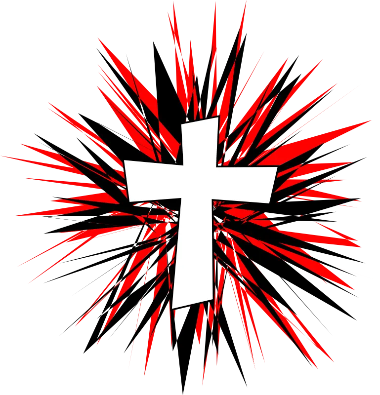 Cross with Red and Black Spikes
