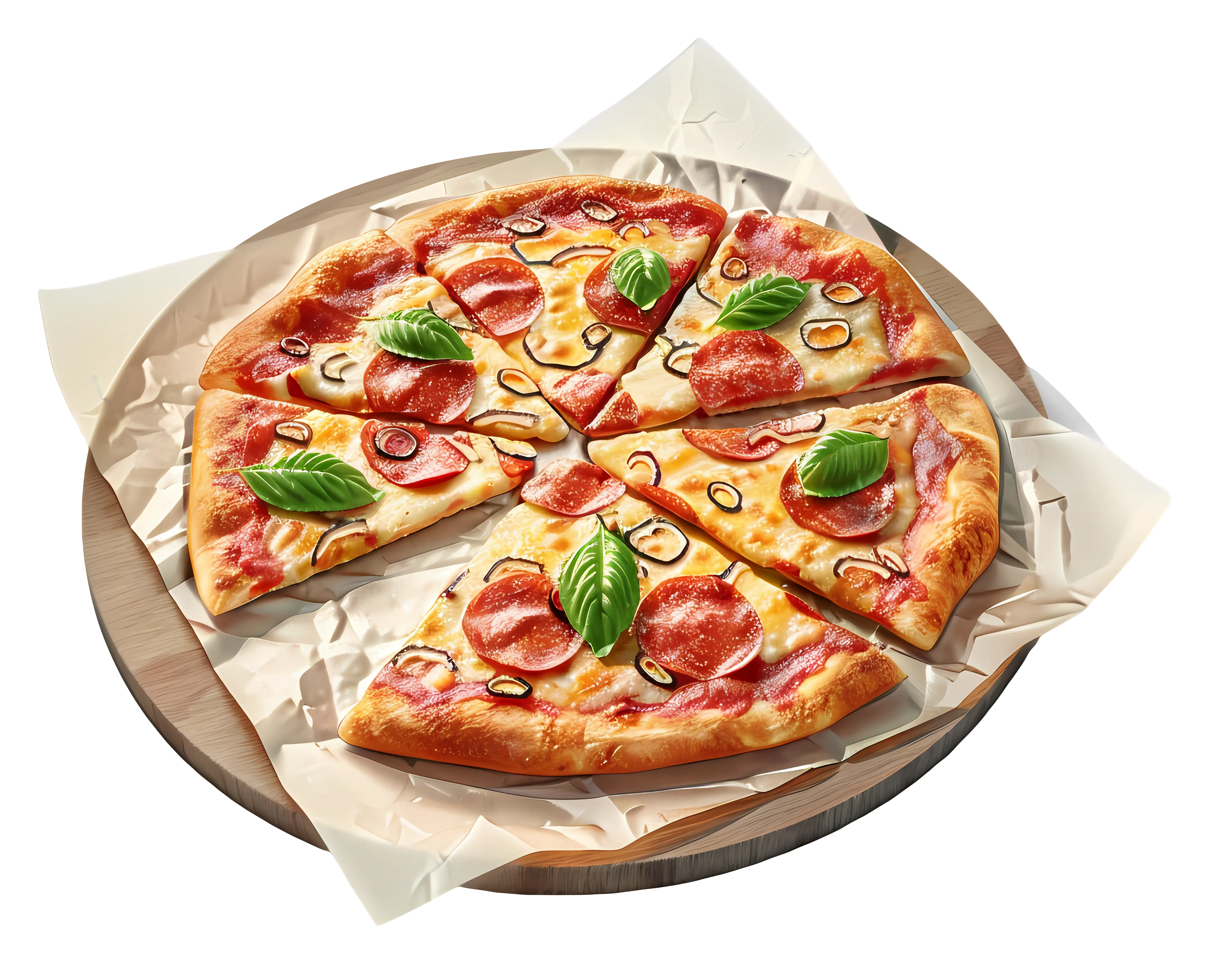 Freshly Baked Pepperoni Pizza with Basil
