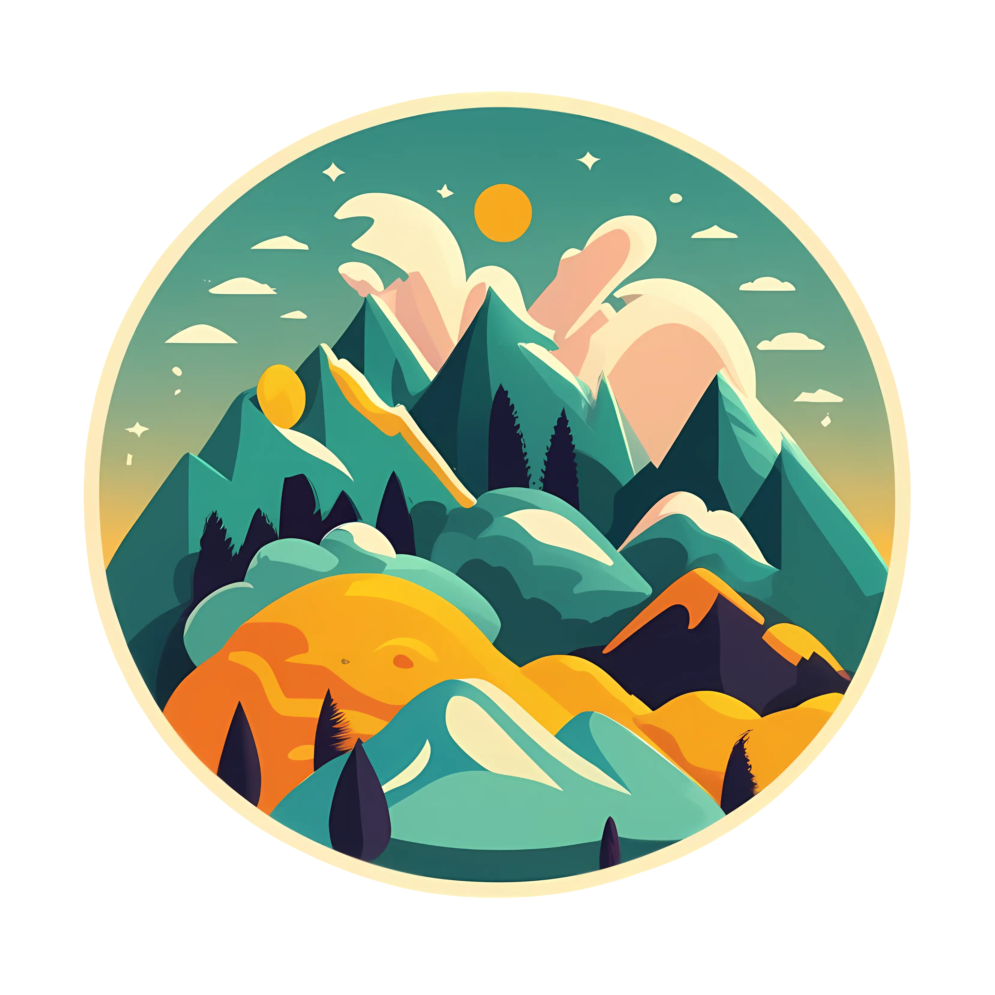Colorful Mountain Landscape Art