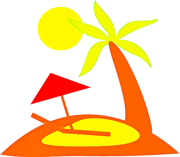 Tropical Island with Palm Tree and Sun