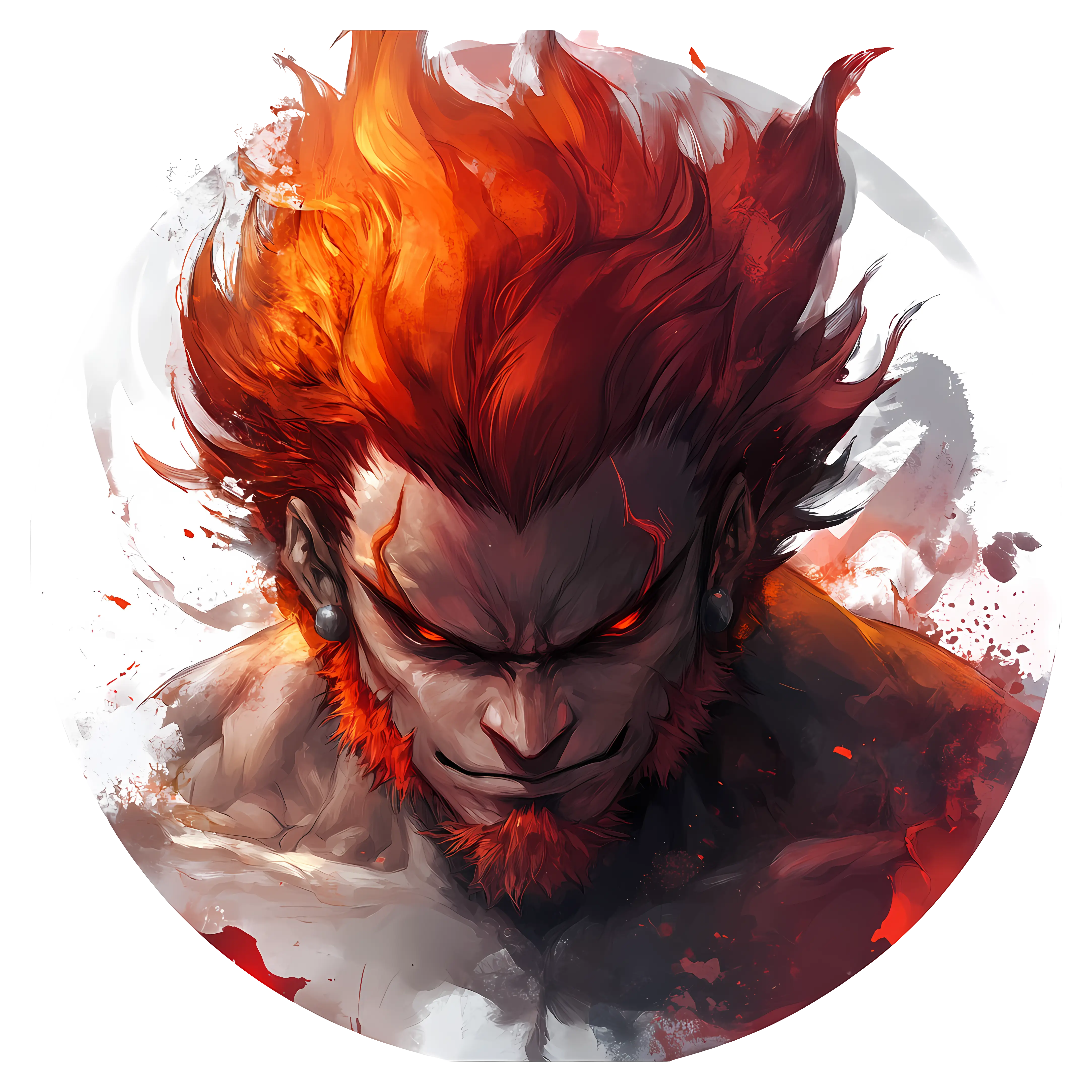 Fiery Warrior with Intense Gaze