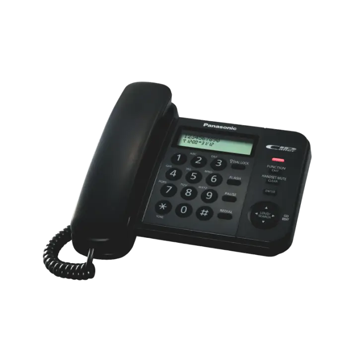 Black Landline Phone with Corded Receiver