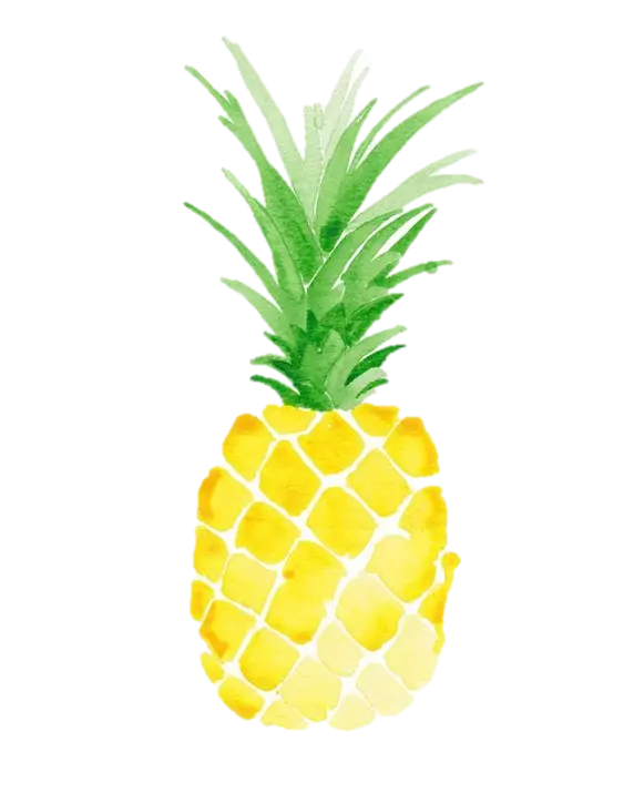 Tropical Pineapple Watercolor Art