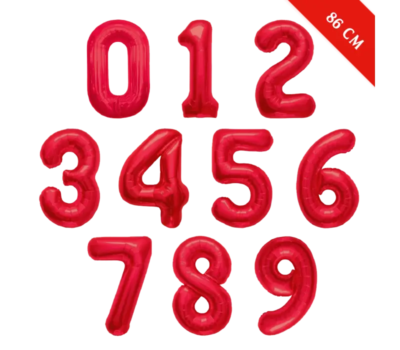 Red Number Balloons for Celebrations
