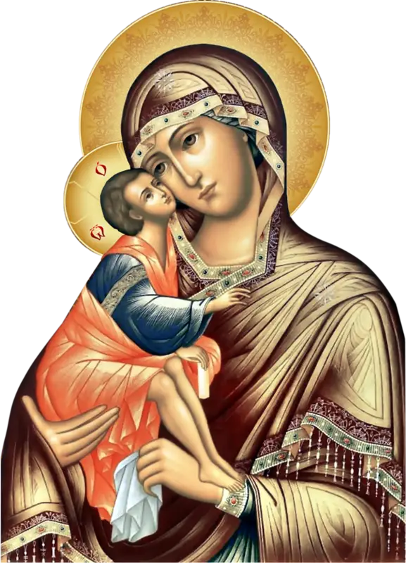 Religious Icon of Virgin Mary and Jesus