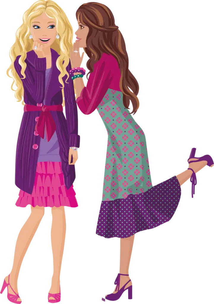 Stylish Cartoon Girls Chatting