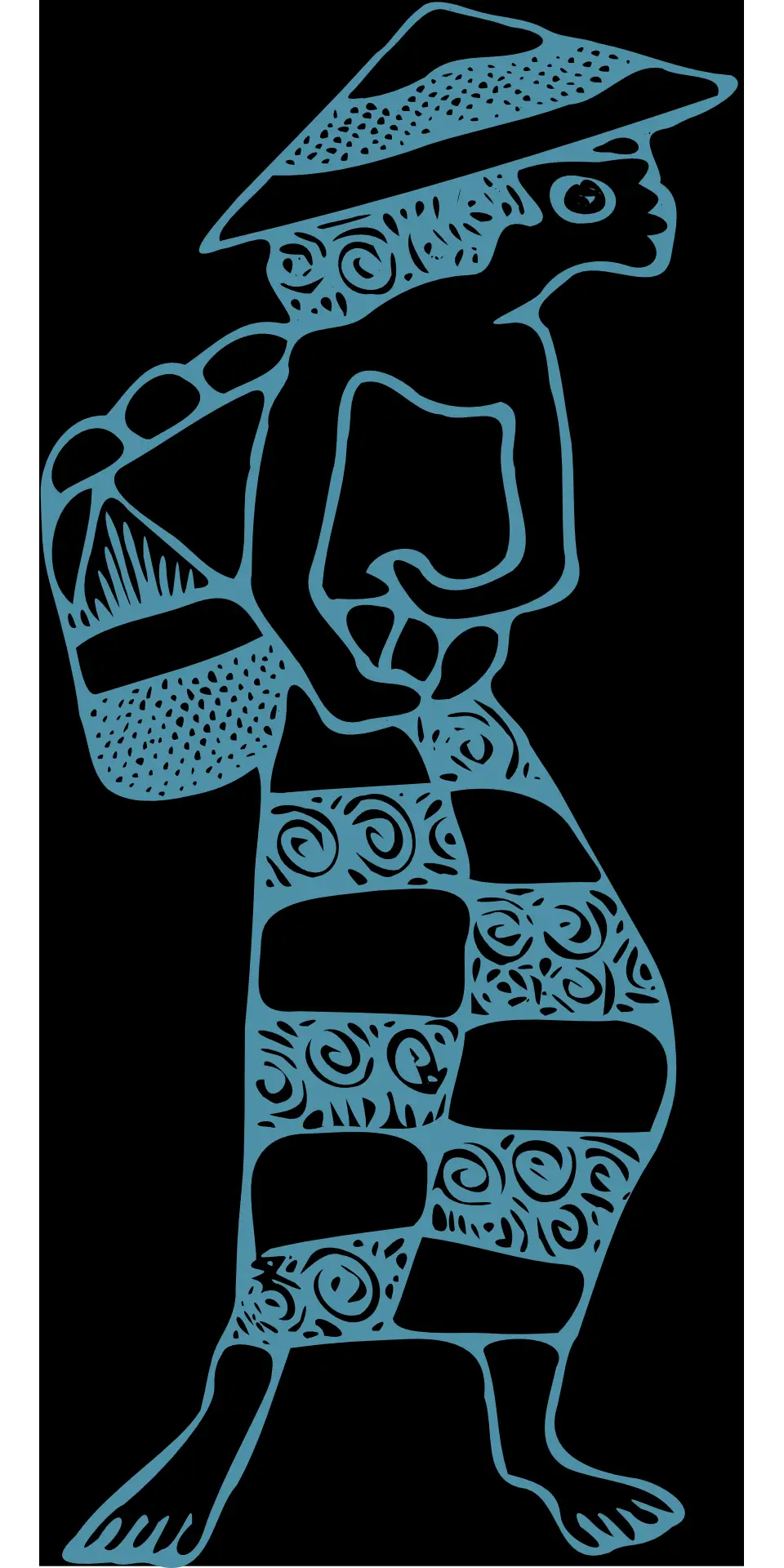 Blue Tribal Art Figure