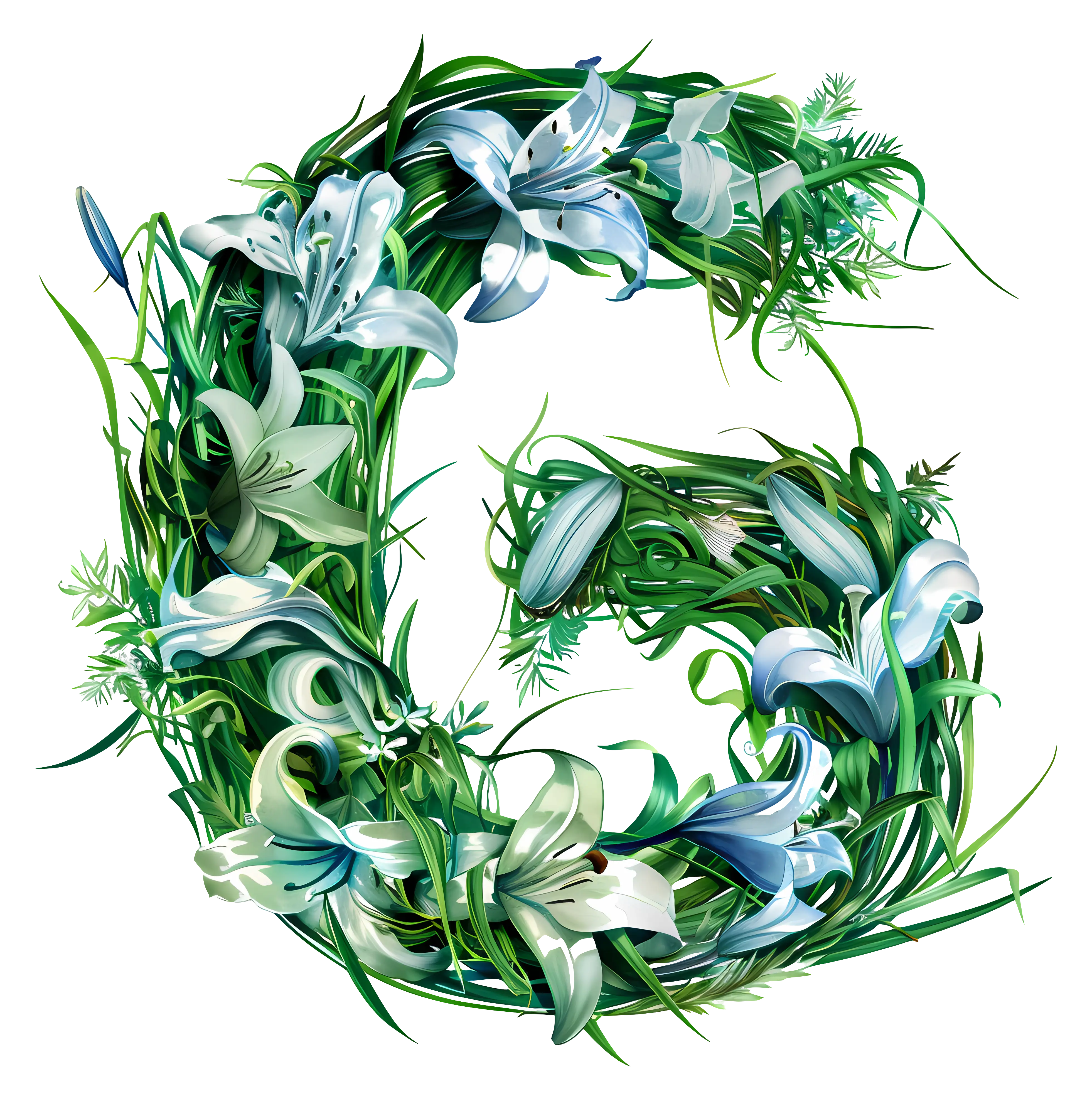 Floral Letter G with Greenery