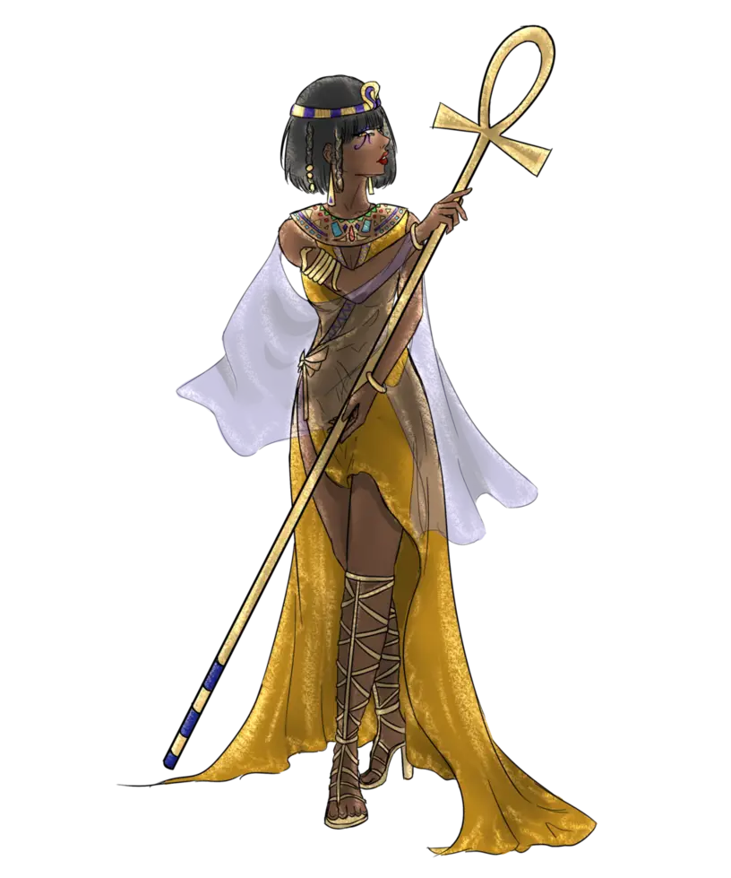 Illustration of Ancient Queen with Staff