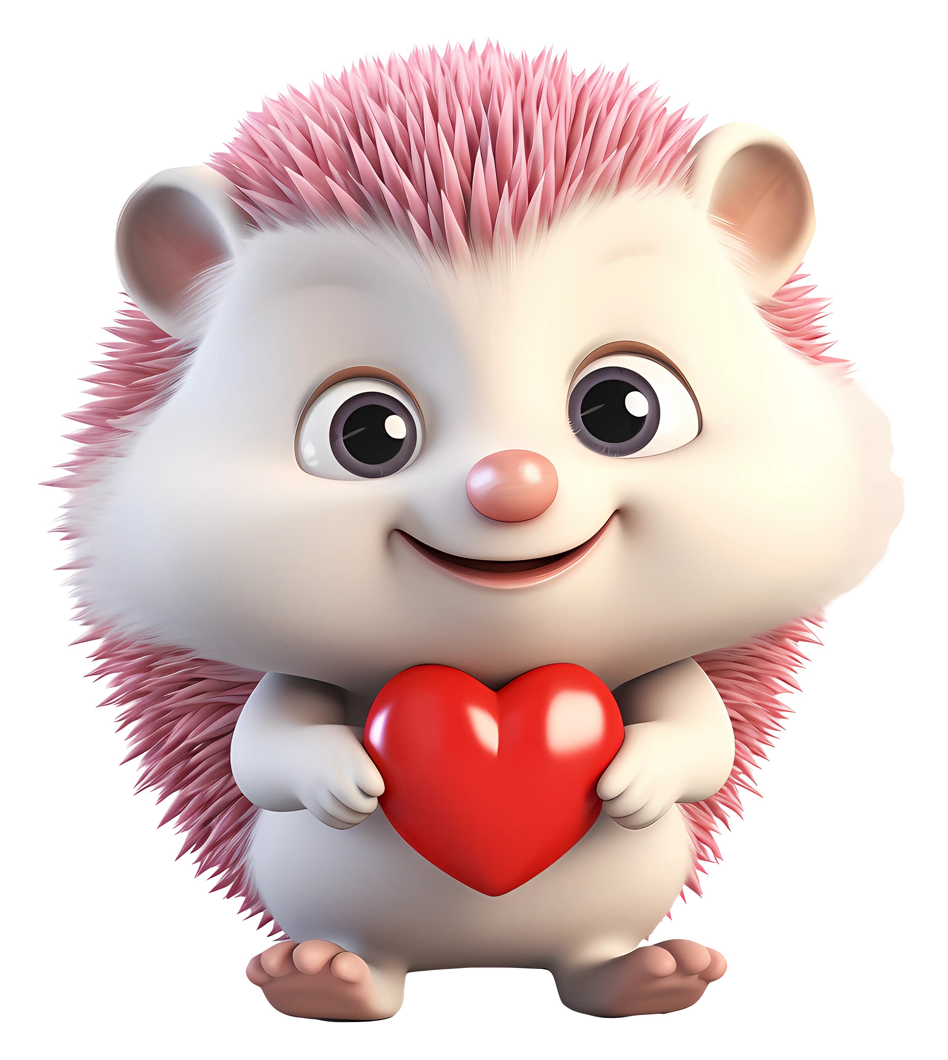 Cartoon Hedgehog Holding a Red Heart